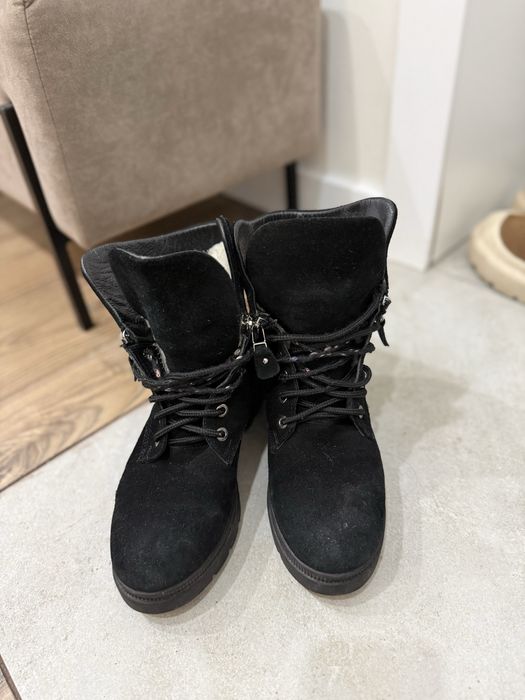 Замш ботинки зима натуральные полностью