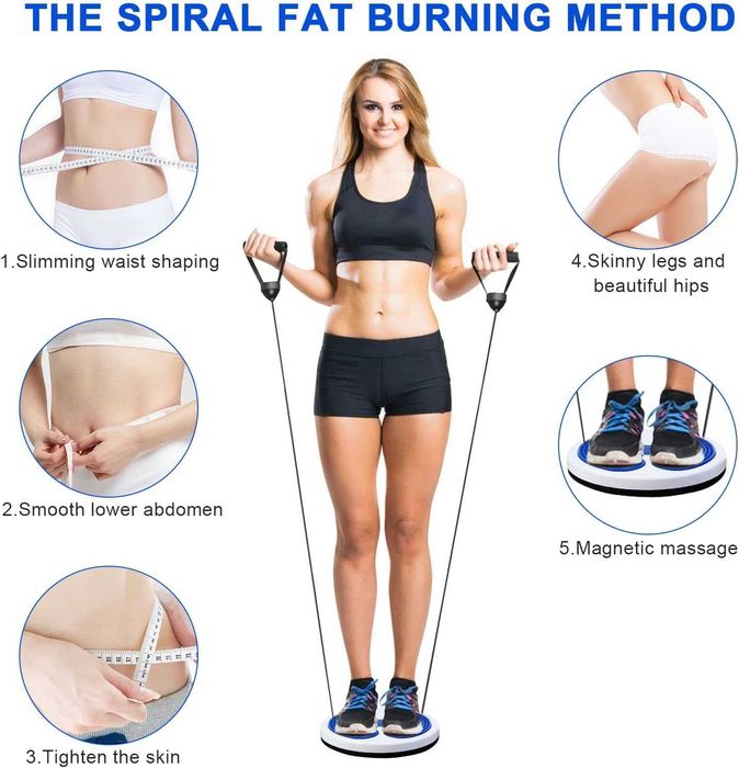 Disc de fitness rotativ cu 2 benzi elastice multifunctional 28 cm