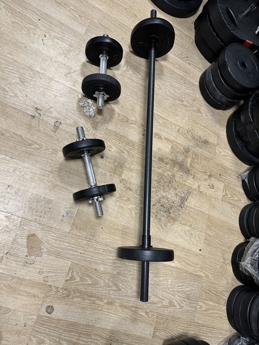 Pachet sala bara haltera+Gantere reglabile 17 kg