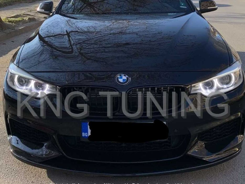 Преден лип спойлер за бмв ф32 ф33 ф36 м тех / bmw f32 f33 f36 lip spoiler m tech / добавка за предна броня със сплитери / нож