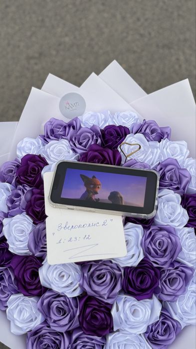 Букет из 51 розы, ленточные