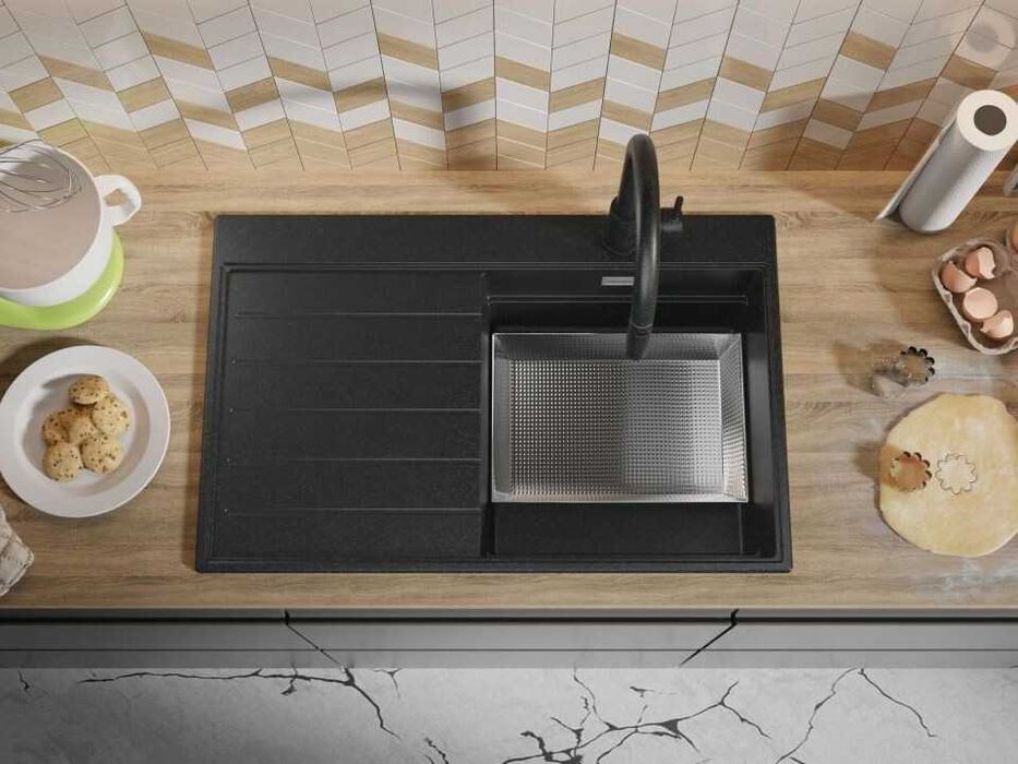 Графит гранитна кухненска мивка Сидни 780-45 Ergo Multilevel 780х500