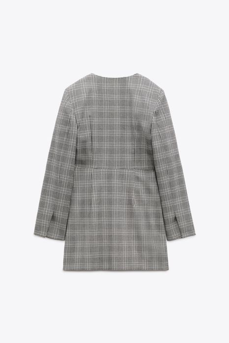 ZARA нова карирана рокля тип сако с камъни