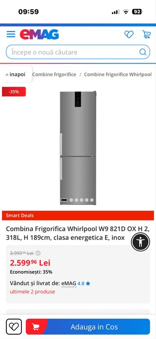 Vand frigider  whirlpool