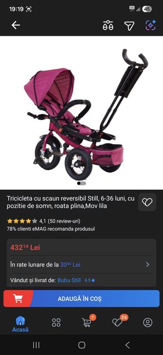 Tricicleta cu scaun reversibil Still, 6-36 luni