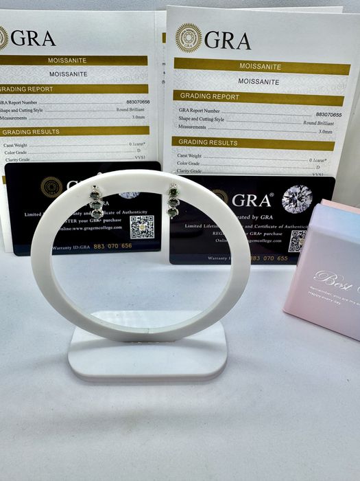 Сребърни обеце с мойсанит (Диамант) 0.6 карата