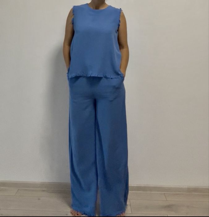 Matching two pieces summer/autumn set, Top & Wide Leg Trousers