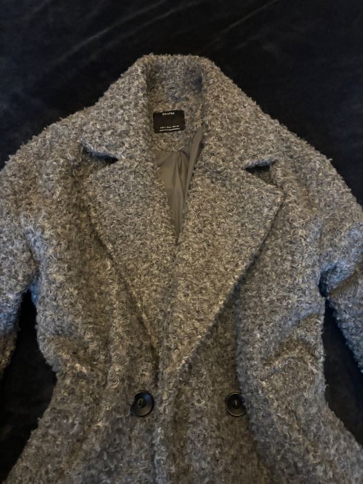 Palton din imitatie de lana Bershka