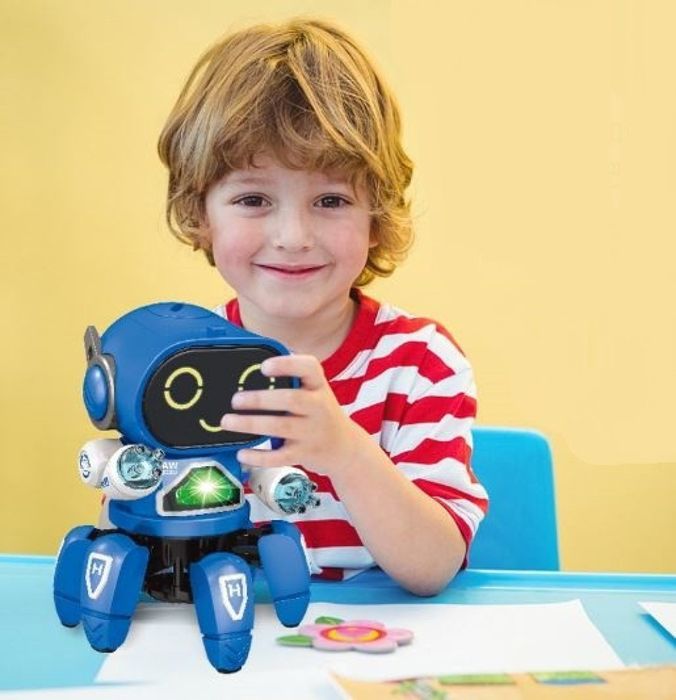 Танцуващ мини робот с LED светлини и 360 градуса ротация. Екологична п