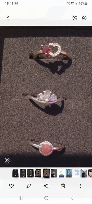 Vand 2 inele argint Dubai, mar. 6 si 7 , cu opal roz, granat , tanzani