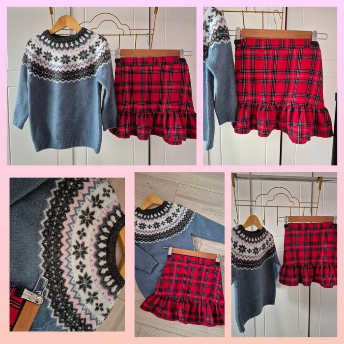 Празнични/Коледни рокля,пуловер,пола 110,116,122р Next,NulaBug,H&M