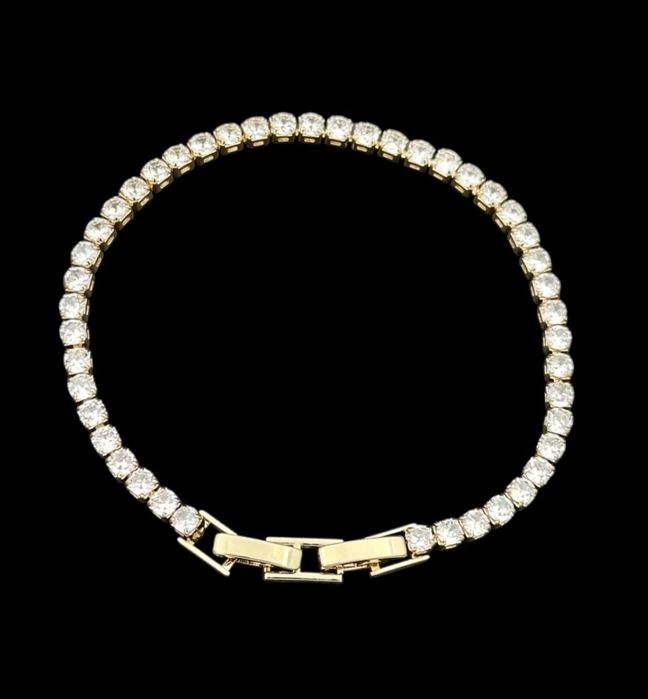 Bratara tenis placata cu aur 18k, 3mm, 17 cm + prelungire 1,5 cm