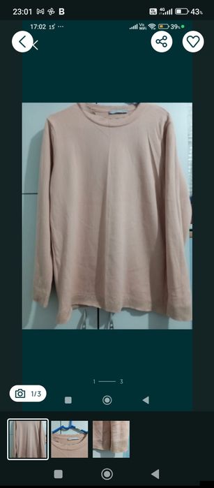 Bluză nouă roz cu inserții aurii, mărimea M. Transport 5 lei