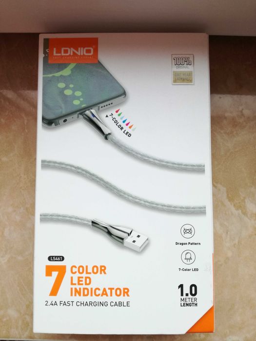 Cablu USB la USB-C NOU marca LDNIO 1M LED USBC +++ Incarcator 5V 2.4A