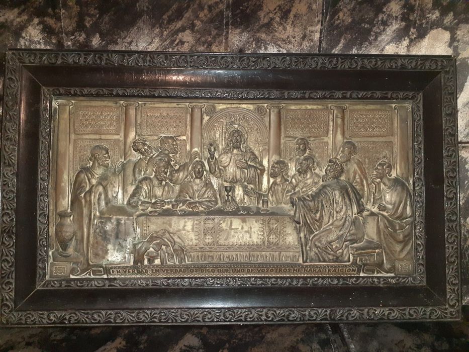 tablou religios cu Cina cea de taina in metal