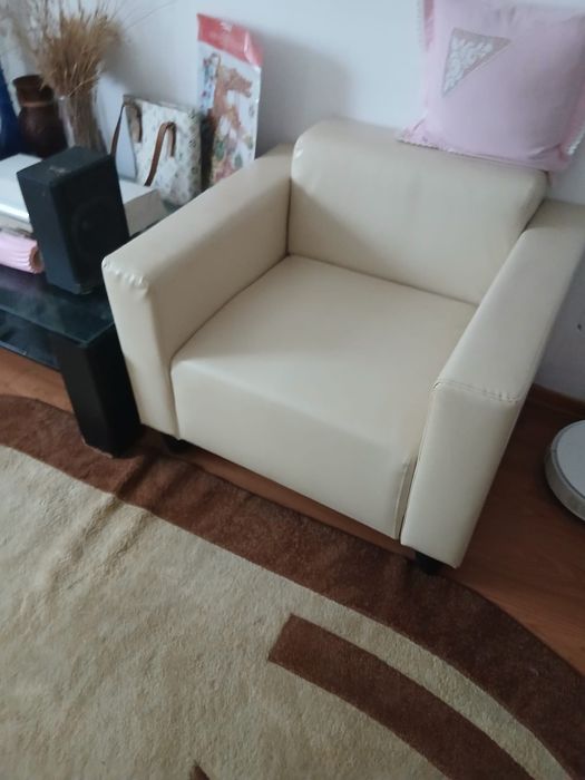 Set canapea piele ecologica bej