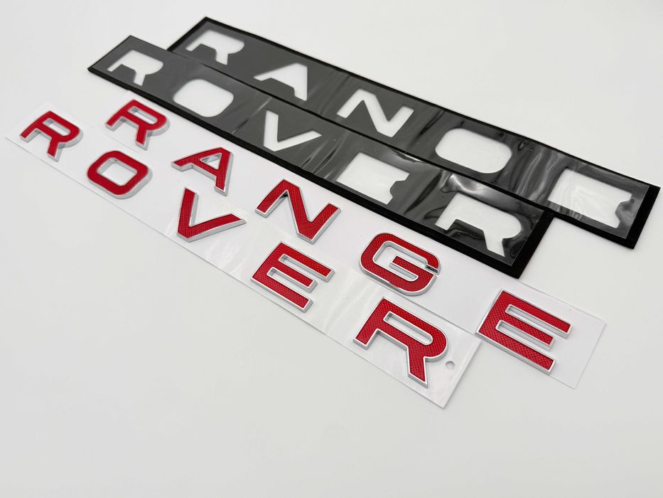 Emblema Compatibila Range Rover scris fata/spate rosu/crom