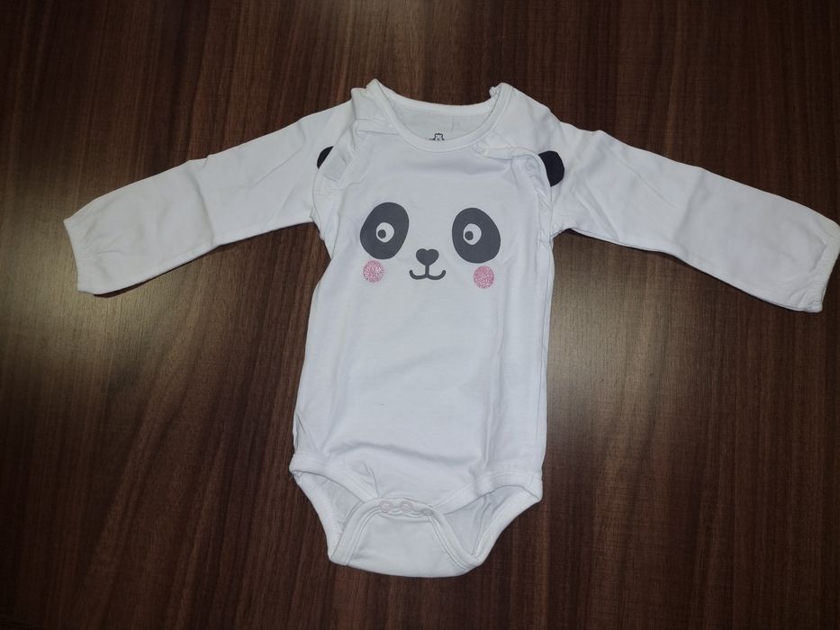 Бебешко боди - панда с дълъг ръкав, размер 74.