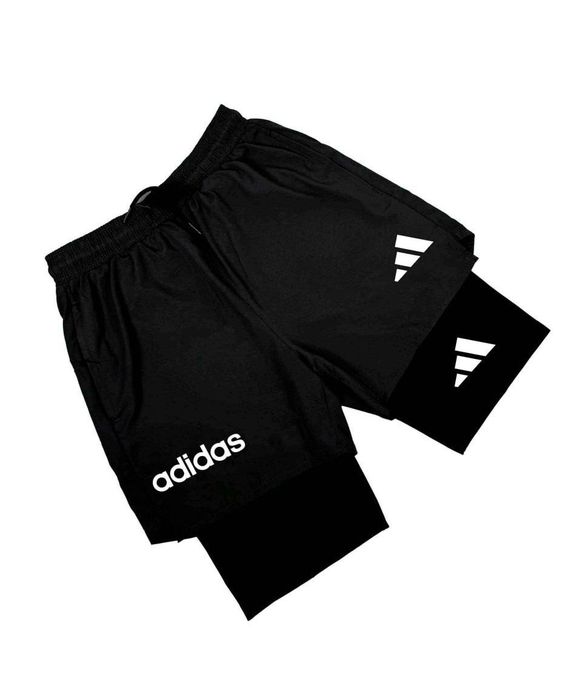 Шорты 2в1 с лассиной для фитнеса