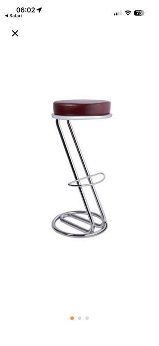 Set doua scaune de bar Zeta din otel inoxidabil si piele ecologica maro