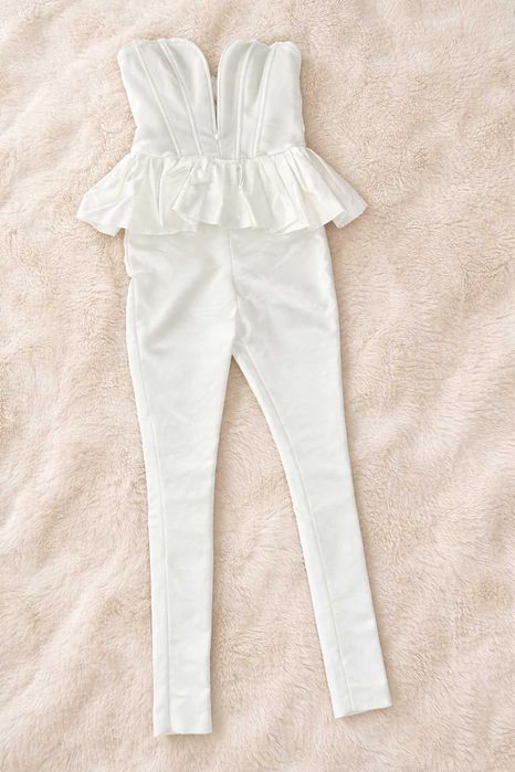 fashion nova бандажен бял гащеризон панталон топ бандаж нов балерина