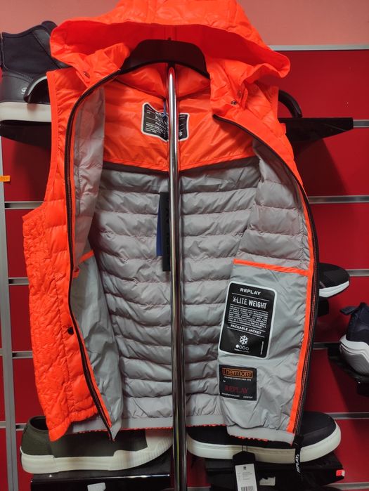 Оригинална водоустойчива грейка Replay S мъжка елек реплей оранжева