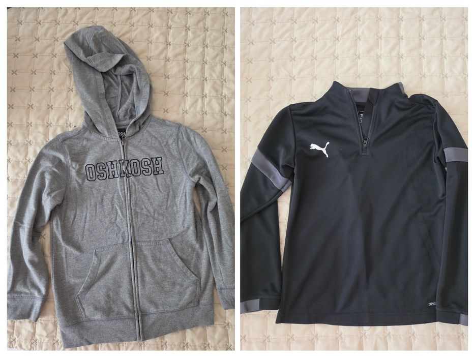 Голям лот от детски блузи и суитчъри Oshkosh,Adidas,HM за 7-8 год. грейка Rebel,якета