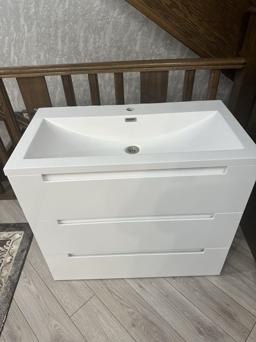 Тумба с раковиной белый глянец