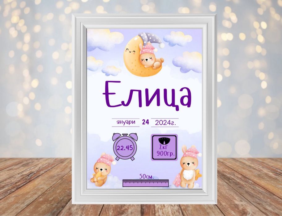 Бебешка визитка А4 или 13/18