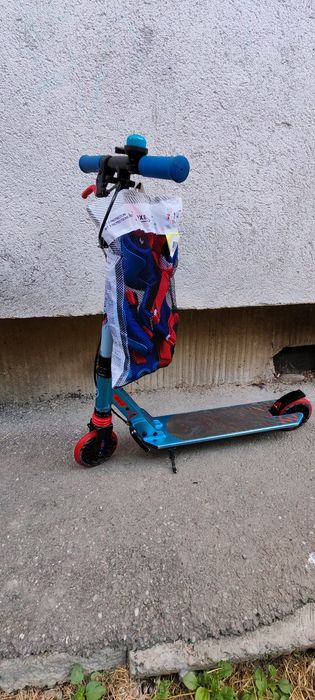 Trotinetă cu Suspensie şi Frână pe Ghidon Mid 5 Albastru Copii - OXELO + set de protecție Xs