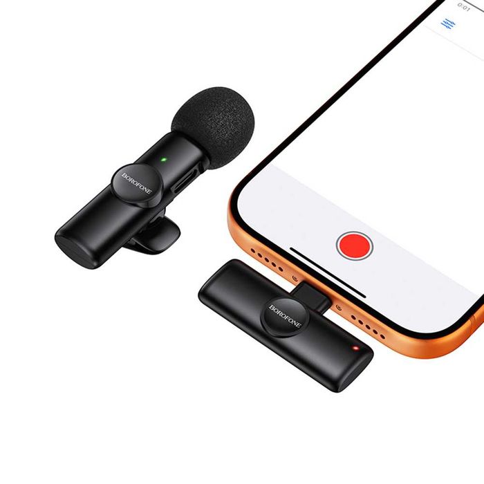 Microfon Lavalieră Wireless Borofone Winner BFK16, USB-C, Omnidirecțional, Anulare Zgomot ENC, Plug&Play, Negru