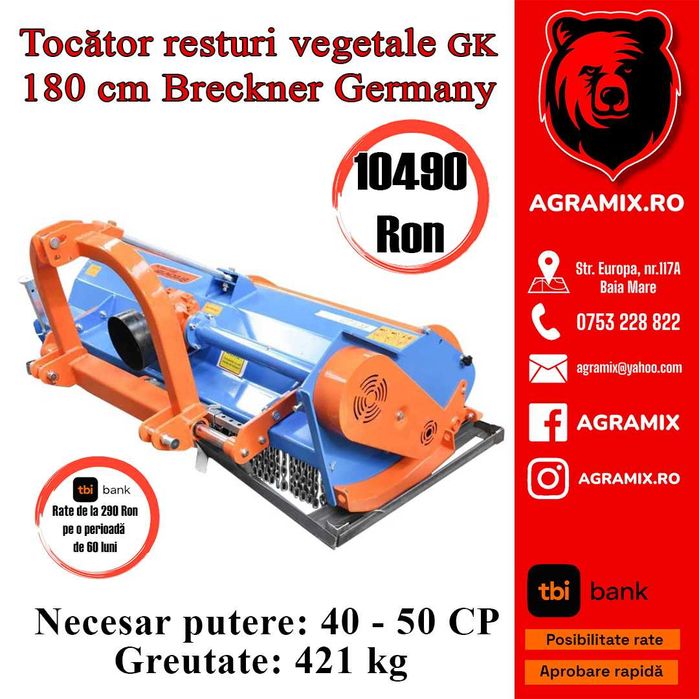 Tocatoare resturi vegetale GK 1.80 m Breckner Germany Agramix noi