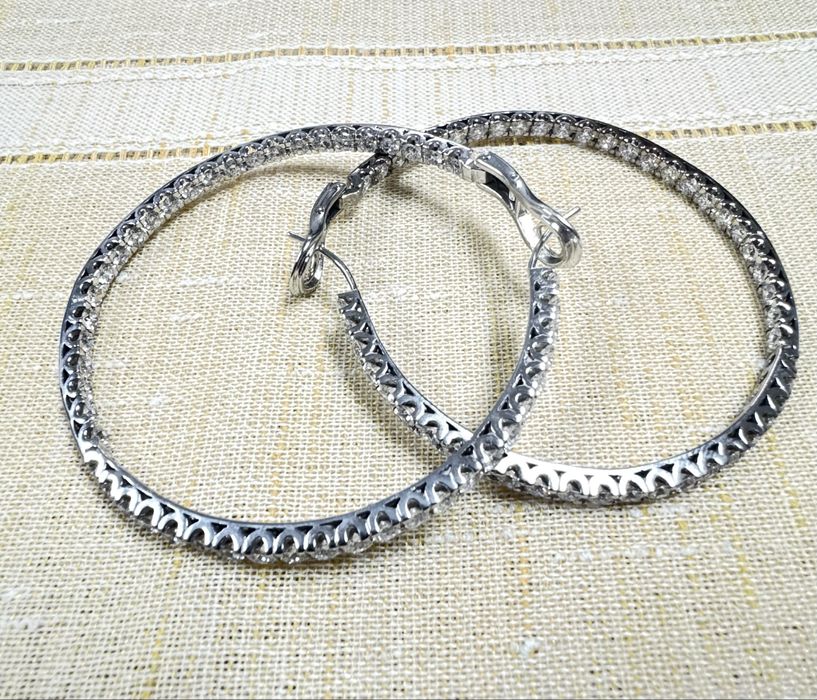 Cercei Aur alb 18k cu Diamante 8CT