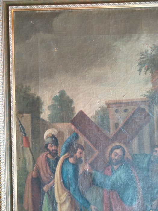 Продавам огромна картина масло върху платно 18 век Витлеемска сцена