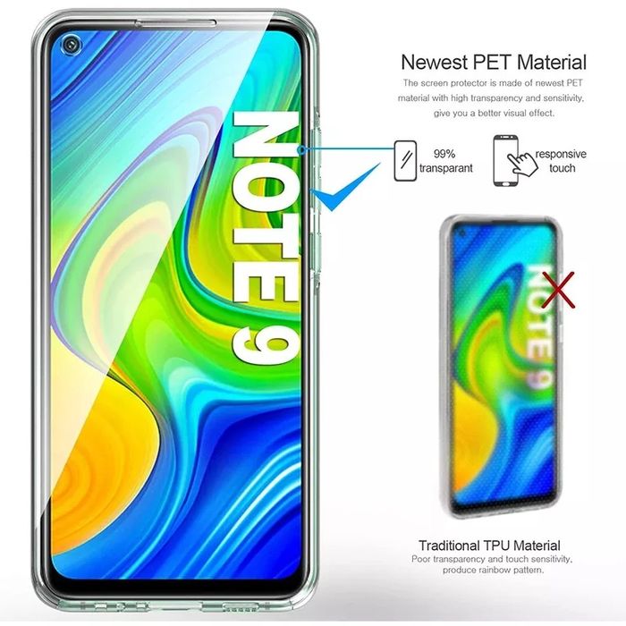 Прозрачен 360 Градуса Кейс за Xiaomi Redmi Note 9 Pro / Note 9 / 9S