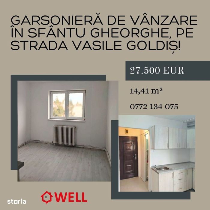 Garsonieră de vânzare în Sfântu Gheorghe, pe strada Vasile Goldiș!