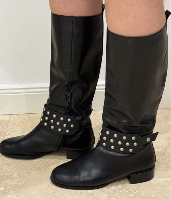 Cizme Piele Zara cu Catarama Metalica