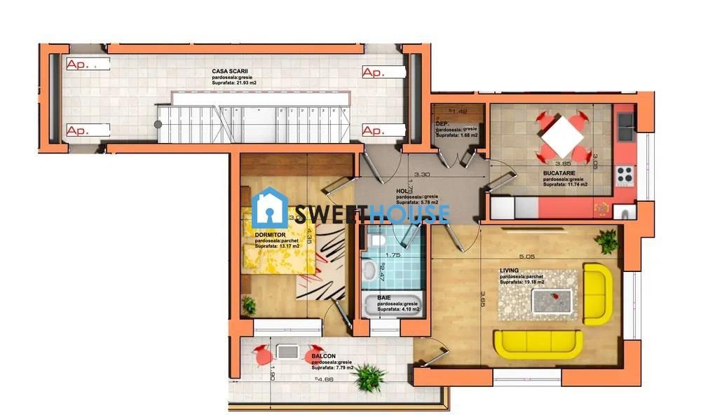 Apartament 2 camere de inchiriat Tractorul