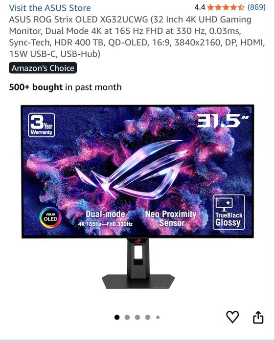 Гейминг монитор ASUS - ROG Strix XG32UCWG