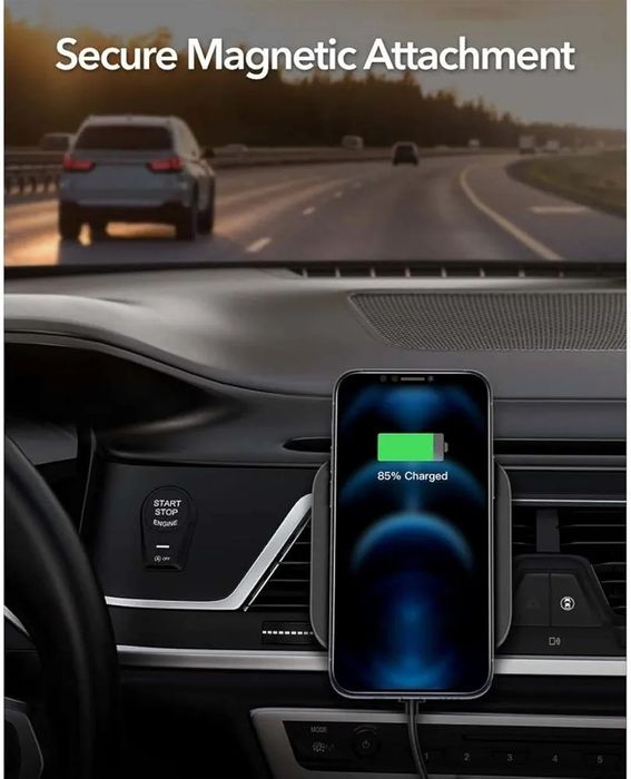 Стойка за  кола с магнитно безжично зареждане 15w