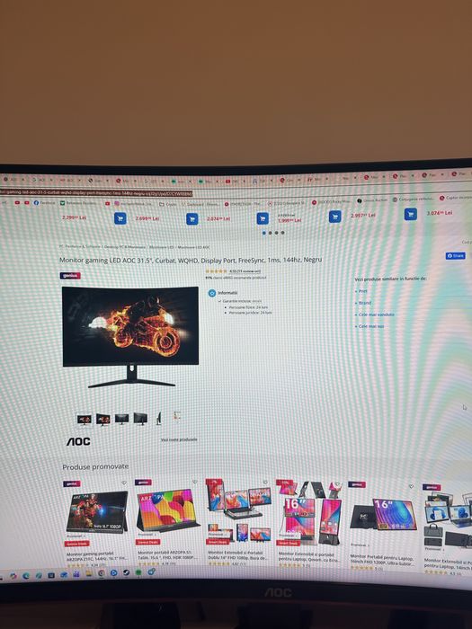 Monitor AOC CQ32G1 32" WQHD, 1ms, 144hz, Negru