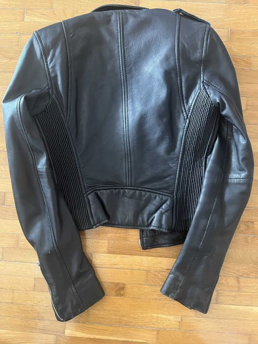 Haina piele naturala, Nappa, culoare neagra, masura XS, Zara Trafaluc.