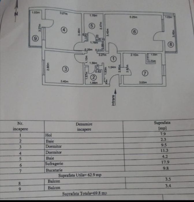 Vand apartament cu 3 camere