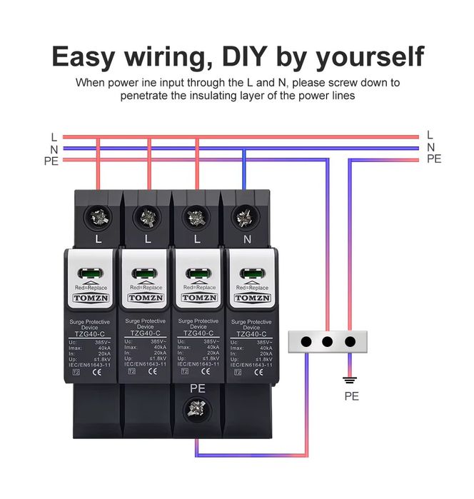 4P AC SPD MOV 420V трифазен катоден отводител