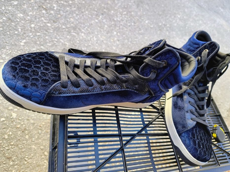 Нови боти ZARA кожа и набук, тъмно синьо