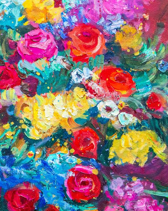 Праздничный букет. Холст, масло 80х100см.