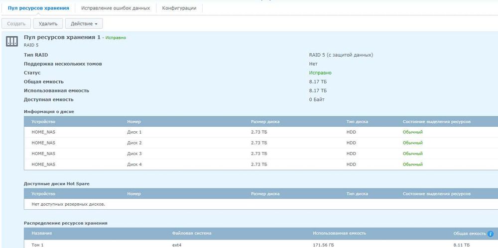 Synology DS411+ Сетевое хранилище на 4 диска / 4 x 3TB Диска