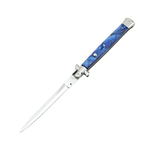 Cuțit automat Blue Marble, lamă stiletto, 33 cm