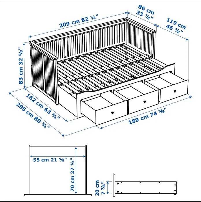 Divan Ikea Hemnes alb, extensibil, saltele incluse (stare foarte buna)