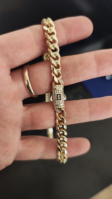 Lant Cuban masiv – argint 925 placat aur 14K, 63.5g, 50cm – finisaj premium